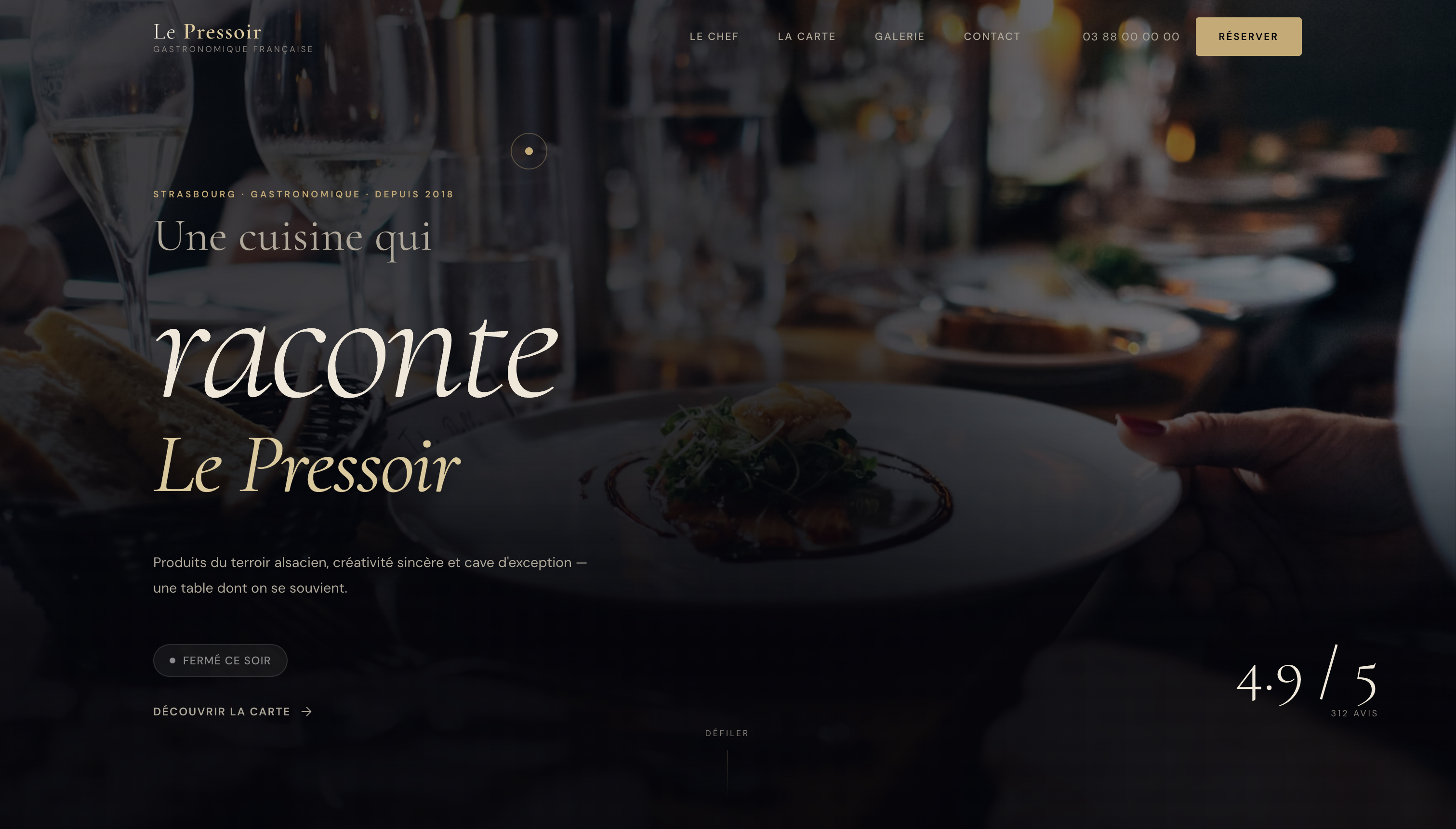 Restaurant Premium — site hospitality dark